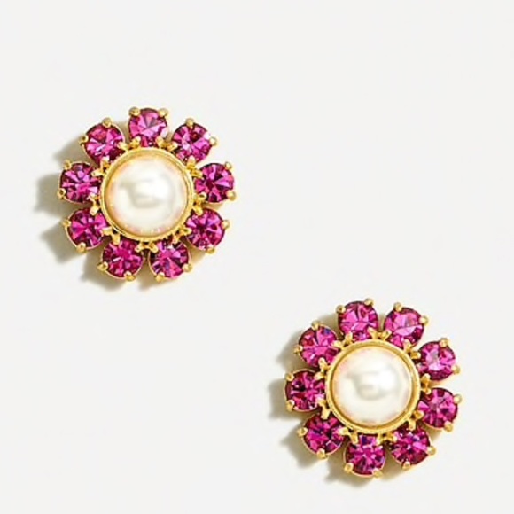 J. Crew Jewelry - J. Crew Pearl Crystal Flower Stud Earrings